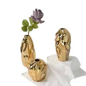 Designer Gold Flower Vase Home Decor Luxury Vase Ceramic for Home Decor Modern