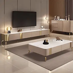 أثاث غرفة معيشة بتصميم حديث طاولة تلفاز طاولة تلفاز فاخرة وطاولة قهوة للفيلا المنزلية