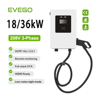 Station de recharge intelligente pour véhicules électriques EVEGO OCPP 2.0.1 Parking Lot 18kW IP55 208V Grid CCS2 RGB LED avec écran tactile 7 pouces, chargeur mural DC