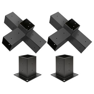 Kit de supports de pergola 4x4 menuiserie bricolage Extension de support d'angle à Angle droit à 4 voies Supports de pergola d'angle en bois surélevés - Product Image 1