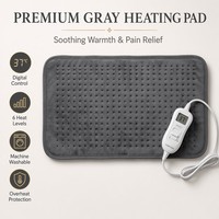 Almohadilla Eléctrica de Lujo Gris Personalizada OEM de Fábrica, 30x60cm, Controlador Digital LED, 6 Niveles de Calor, Apagado Automático de Seguridad, Cálida