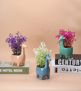 <span class=keywords><strong>Vasi</strong></span> di fiori in ceramica in stile moderno fioriere nuova forma di animale (giraffa unicorno) vaso smaltato per interni/esterni decorazione da giardino succulenta - Product Image 4