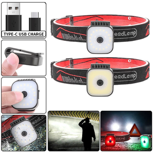 Lightweight 4 Modes Headlamp Red Warning Green Light <b>Head</b> Lamp Night Running Light <b>USB</b> <b>Rechargeable</b> <b>Head</b> <b>Torch</b> - Product Image 3