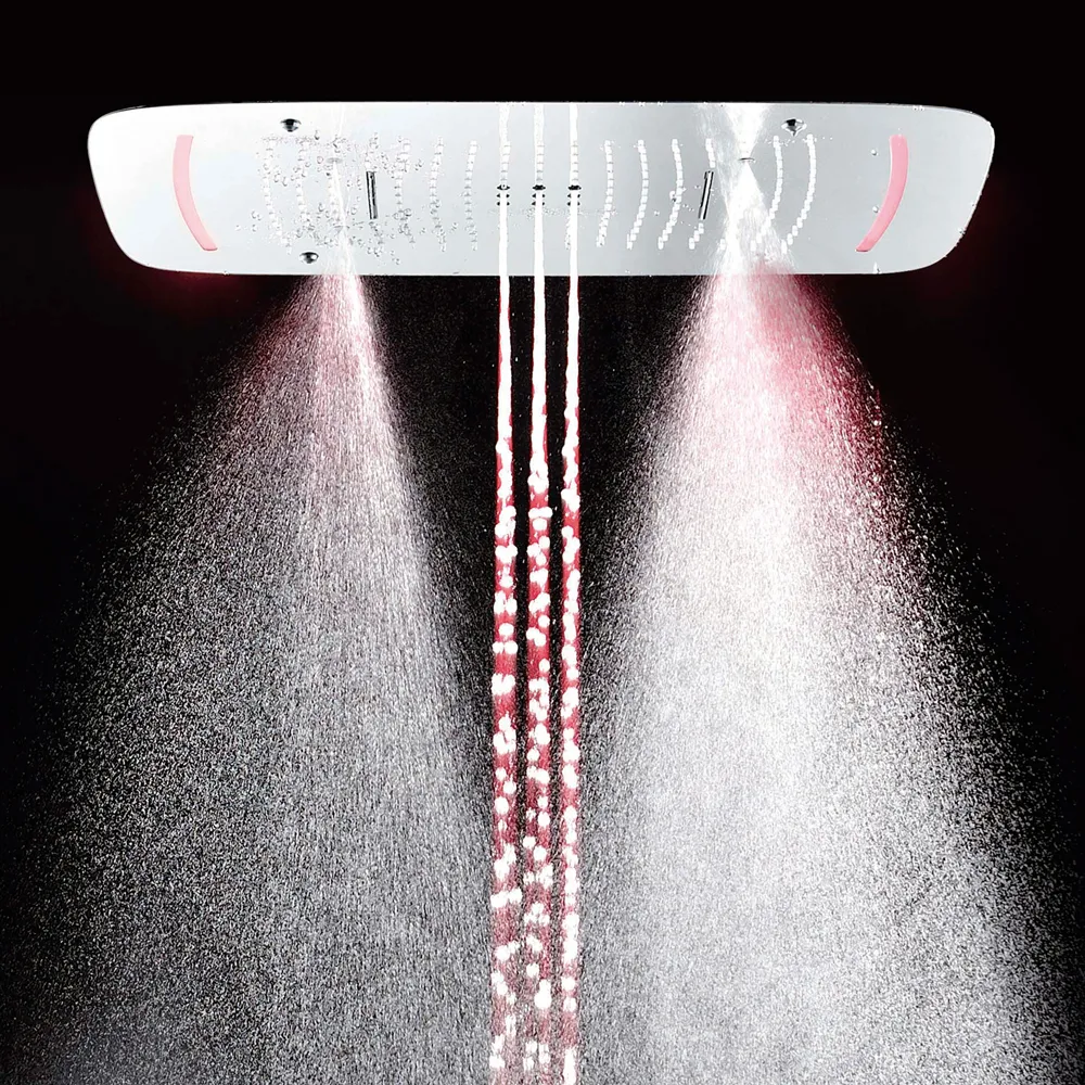 luxury concealed led light shower set dual rain and waterfall shower hot and cold mixer multi spray shower