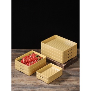 Bandejas de servir cuadradas de melamina apilables con diseño acanalado para platos de carne para hot pot y grill, uso en hoteles. - Product Image 1
