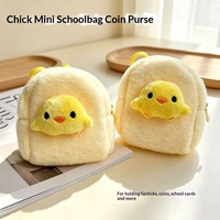 Mini sac à dos mignon en forme de poussin, porte-monnaie, adorable petit sac souple pour ranger les écouteurs, pochette porte-cartes, porte-clés, unisexe