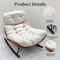 Minimalistischer Reinweißer Kompakter Chenille-Samt Stahlrahmen Wohnzimmermöbel Schlafzimmer Balkon Schaukel-Relaxsessel