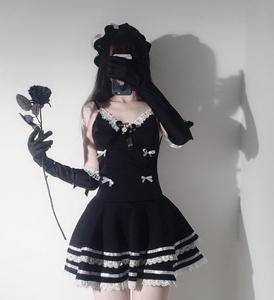Disfraz <span class=keywords><strong>de</strong></span> Sirvienta Sexy Lolita <span class=keywords><strong>de</strong></span> Ecowalson, Vestido Negro y Tanga, Estilo Anime Punk, Uniforme Escolar Gótico para <span class=keywords><strong>Mujer</strong></span> con Sombrero - Product Image 6