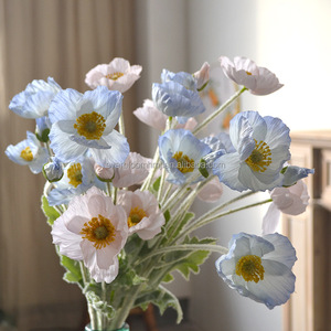 <span class=keywords><strong>M54</strong></span> Hochwertige künstliche Seiden mohnblumen Flocked Stem Faltbare rot orange weiße Mohn blume für Hochzeit Home Tisch dekoration - Product Image 2