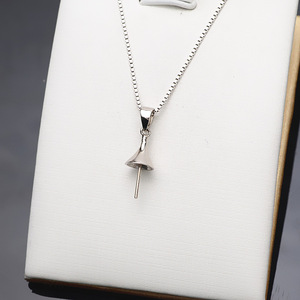 Colgante de Plata S925 para Mujer, Colgante de Perla, Bandeja Vacía para Joyería DIY, Accesorios Semiterminados, Colgante de Sombrero de 836 Puntas - Product Image 3