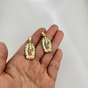 पुष्प ओपनवर्क हमारी महिला गुडालुप पेलेंट हालो सीज़ कैथोलिक आकर्षण धर्म गहने - Product Image 4