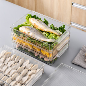 Transparent Dumpling <b>Storage</b> <b>Box</b> Rectangle <b>Stackable</b> Freshness Preservation Fridge Kitchen Food Container - Product Image 2