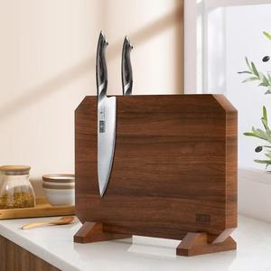Porte-couteaux magnétique en bois d'acacia, support à couteaux double face multifonctionnel, rangement pour couteaux sur plan de travail de cuisine - Product Image 1