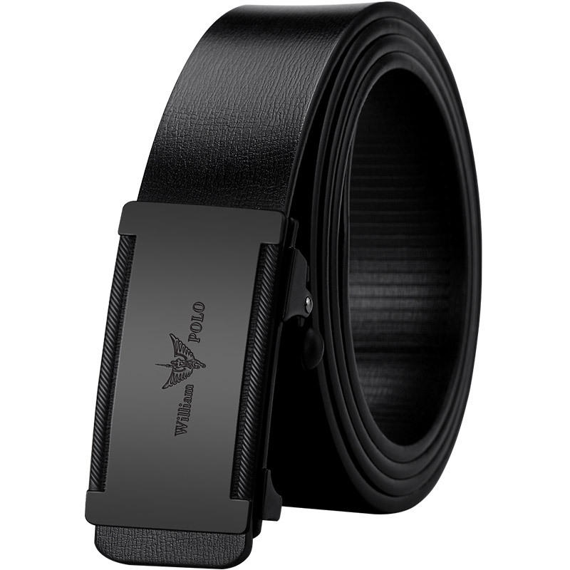 Ремень WILLIAMPOLO 2020 мужской с пряжкой, черный повседневный автоматический пояс из воловьей кожи, с индивидуальным логотипом, с раздельной пряжкой, цвет серебро