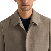 Manteau en laine mérinos 100% à simple boutonnage pour hommes, vêtements d'extérieur décontractés chameau taupe, blazer long boutonné pour l'hiver d'affaires