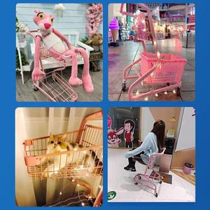 Troli Supermarket kapasitas besar kawat baja lapisan ganda toko keranjang belanja Supermarket untuk barang-barang - Product Image 4