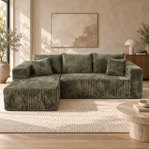QINUO Modern Three Seat Modular <strong>Compressed</strong> Sponge <strong>Sofa</strong> with Corduroy Fabric Without Skeleton for Living Room - Product Image 1