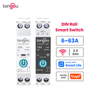 Disjoncteur intelligent Wi-Fi TUYA sur rail DIN 1P+N 6-63A 90-240V en cuivre, capacité de coupure 6kA, avec compteur d'énergie Kw/h et minuterie