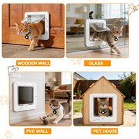 Porte Intelligente pour Chat avec 4 Capteurs de Collier, Clé RFID, Activation par Collier d'Animal, Télécommande, Porte pour Chat à Verrouillage 4 Voies, Porte Automatique pour Animaux