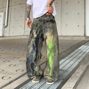 กางเกงยีนส์ผู้ชายทรงหลวมสไตล์ลำลองเอวกลาง ลวดลายขาดๆ แบบวินเทจ ยี่ห้อ Original Vibe รุ่นใหม่ล่าสุดสำหรับฤดูร้อน ไซส์ใหญ่ ทรงตรง ขากว้าง - Product Image 2