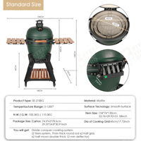 Barbecue Kamado en céramique SEB KAMADO de 21 pouces, en forme d'œuf, au charbon de bois, pour fumer, cuisiner en extérieur, pour les fêtes de famille