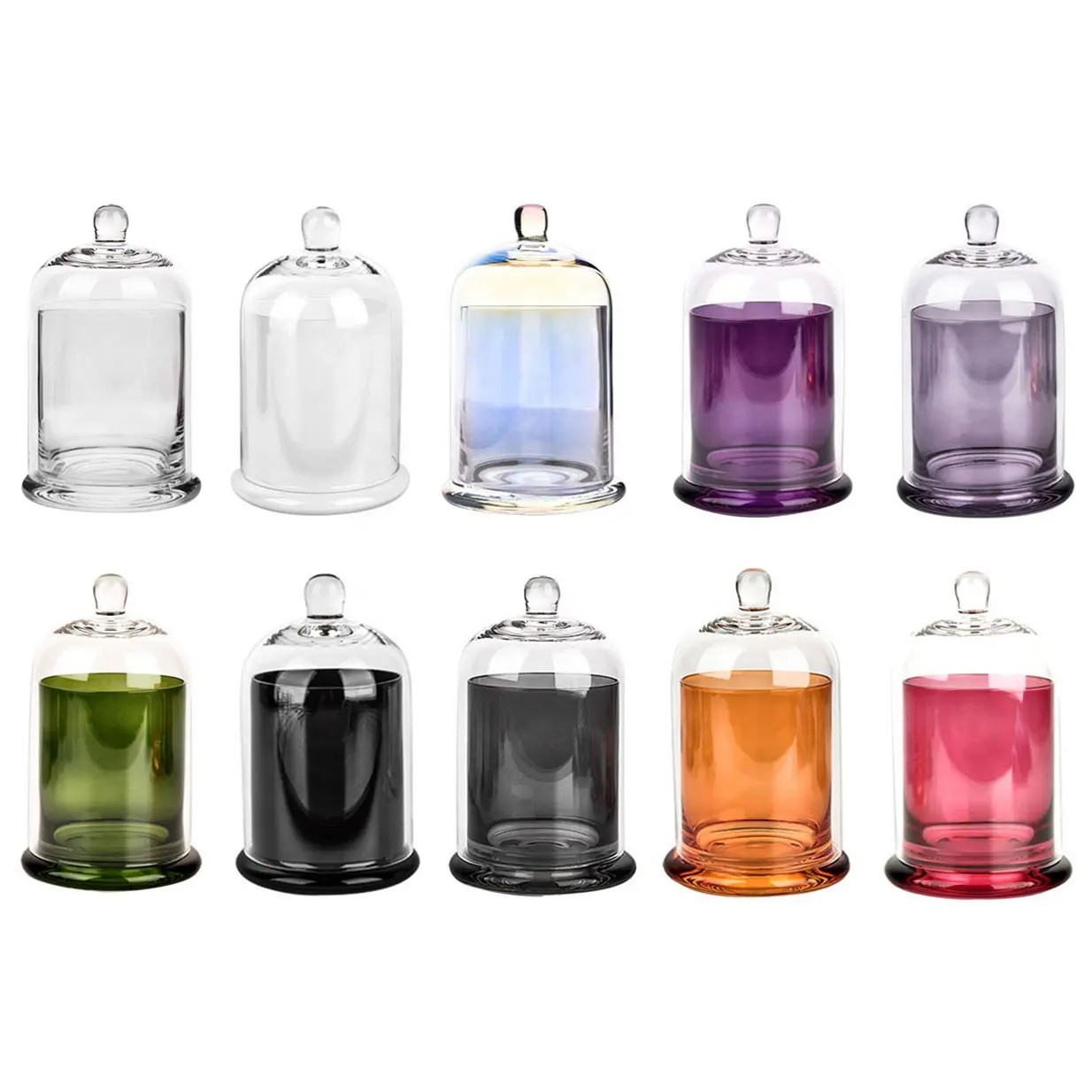 Bougeoir vintage en verre et couvercle en verre, porte-bougie de luxe, multicolore, parfumé, pour mariage