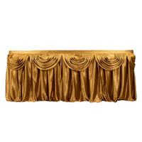 Jupe de table plissée satinée brillante de 14 pieds pour table ronde d'hôtel, décoration de banquet de mariage, événementiel, qualité supérieure, durable, lavable