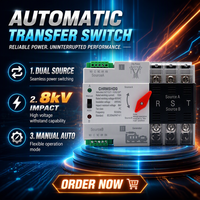 Inverseur PV triphasé/monophasé 2P sur rail DIN avec commutateur de transfert automatique double alimentation 63A/125A, pouvoir de coupure 3kA, IP20, industriel