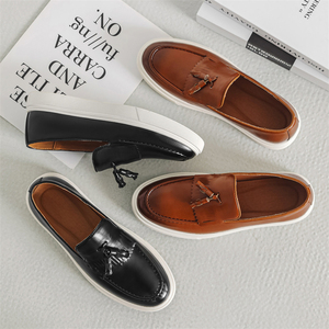 Chaussures décontractées à enfiler pour hommes, nouveau modèle, avec pompons, en caoutchouc de qualité supérieure, mocassins confortables pour l'automne - Product Image 4