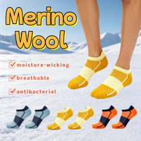 Chaussettes de cheville en laine mérinos tricotées bicolores, anti-humidité, respirantes, antibactériennes, résistantes à l'usure, amorties, pour l'automne et les activités de plein air