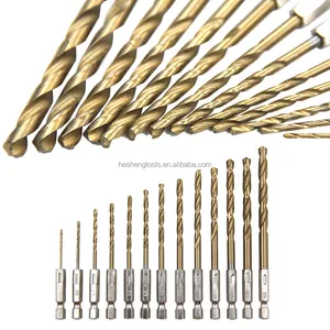 13PCS 1.5-6.5MM HSS4241 1/4 Hex Handle Titanium-plated Twist Drill Opener For Stainless Steel Metal Drills