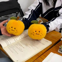 Porte-clés en peluche super doux en coton PP, anti-stress, orange, tangerine pelable, jouet en peluche, clip, breloque de sac tendance, cadeau pour