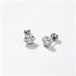 Classic 925 Silver Cultivated Diamond <b>Earrings</b> Gold & Rhodium Plated Gift for Women's <b>Fine</b> Jewelry - Product Image 1