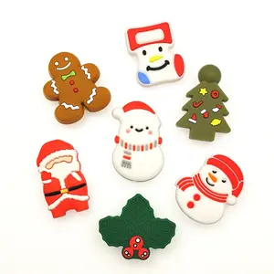 In Stock Ready To Ship Low Moq Cheap Price Christmas Santa Claus Snowman Gingerbread Man Silicone Beads