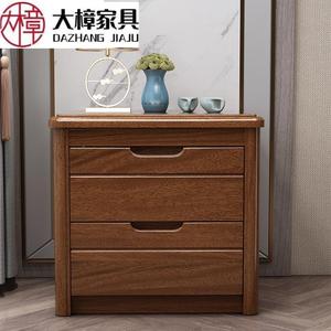 Dazhang Jiaju Modern Minimalist Solid Wood Nightstand With <b>Drawers</b> Bedroom Storage Cabinet <b>Walnut</b> Finish - Product Image 1