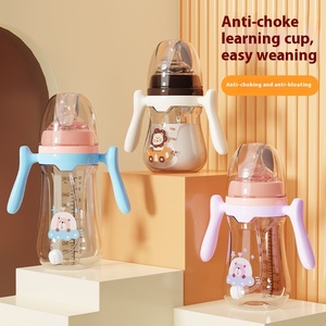 Biberon avec paille, biberon en PP de gros calibre, <span class=keywords><strong>anti</strong></span>-étouffement et <span class=keywords><strong>anti</strong></span>-flatulence, avec poignée, design de dessin animé - Product Image 1