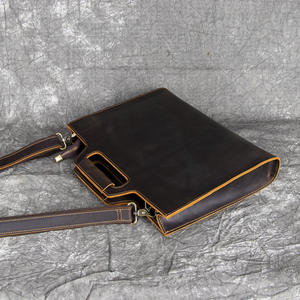 Crazy Horse Leather Laptop Bags for Men Luxury Handbags Business Travel Brief <strong>case</strong> With Shoulder Strap Genuine Leather Briefcase - Product Image 2