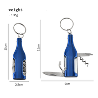 Ouvre-bouteille décapsuleur multifonction en acier inoxydable avec logo personnalisé, porte-clés en forme de bouteille, mini couteau et outils combinés