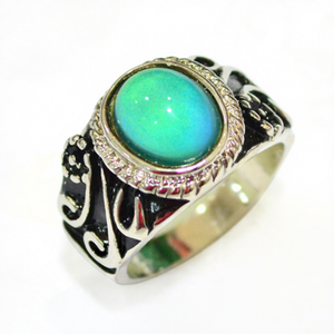 แหวน PHILCHA หินเปลี่ยนสี ขอบโลหะผสมสังกะสี ขนาด 8 มม.*10 มม. ดีไซน์ลายพิเศษ สำหรับทุกเพศ - Product Image 1