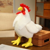 Peluche de coq bicolore réaliste, poussin dodu, poule de grande taille, coussin décoratif