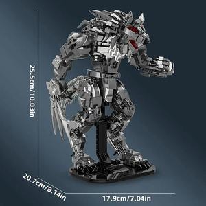 7051 Modelo de Bloques de Construcción de Plástico de Alta Dificultad, Robot Mecha de Hombre Lobo de la Noche Oscura, Juguete DIY, Adorno, Regalo de Halloween - Product Image 4