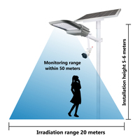 Lampadaire solaire LED DC IP65 étanche avec caméra CCTV extérieure, contrôle par application, certifié RoHS, silicium monocristallin pour routes