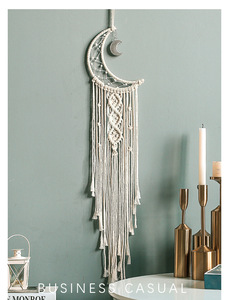 Atrapasueños De Luna tejido hecho a mano, colgante de pared de macramé bohemio para decoración del hogar, ornamento artesanal, regalo para dormitorio - Product Image 4
