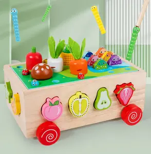 유아 나무 교육 몬테소리 소재 장난감 미세 모터 기술 당근 수확 모양 정렬 학습 발달 장난감