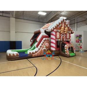 Maison gonflable en pain d'épice avec toboggan-Château sautant sur le thème des bonbons pour les fêtes d'enfants - Product Image 2