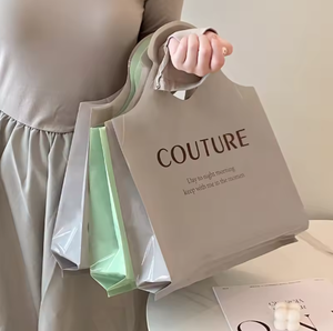 Reusable LDPE shopping bag <b>Green</b> T-shirt bag vest handle <b>Microwaveable</b> plastic bag Side gusset retail bag - Product Image 1