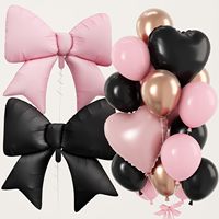 Kit de ballons en aluminium en forme de cœur avec grand nœud mignon et ballons en latex pastel pour révélation du sexe, fête prénuptiale, décoration d'anniversaire