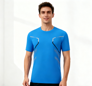 ZEDE Achat en gros Direct Usine T-shirt de course à manches courtes léger, respirant et anti-transpiration Blue Tech Print - Product Image 1