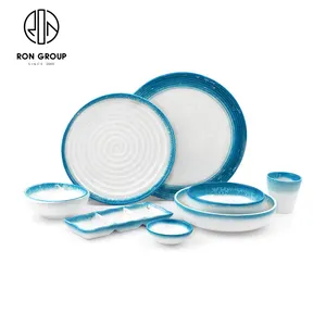 High Quality Modern Style Dinnerware Plate Set Simple Hat Plate Bule White Dish for Hotel Coffee Shop