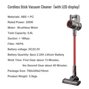 Aspirapolvere senza spazzole 250W con motore senza spazzole a ciclone potente aspirazione Wireless portatile Cordless Stick per batteria per auto a casa - Product Image 2